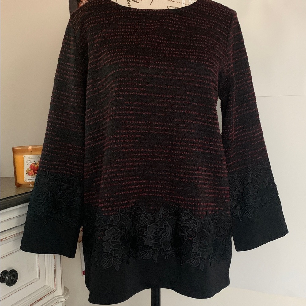 Karl Lagerfeld Black and Red Knit Top